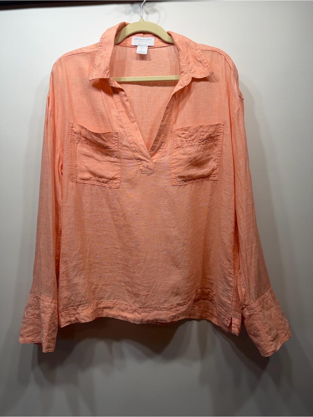Martha Stewart Coral Peach Button-Down Shirt Size L - Picture 6 of 12